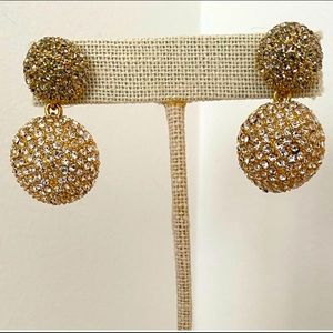 Moon EarringsBrass casting 14 k light gold ox plating glass beads